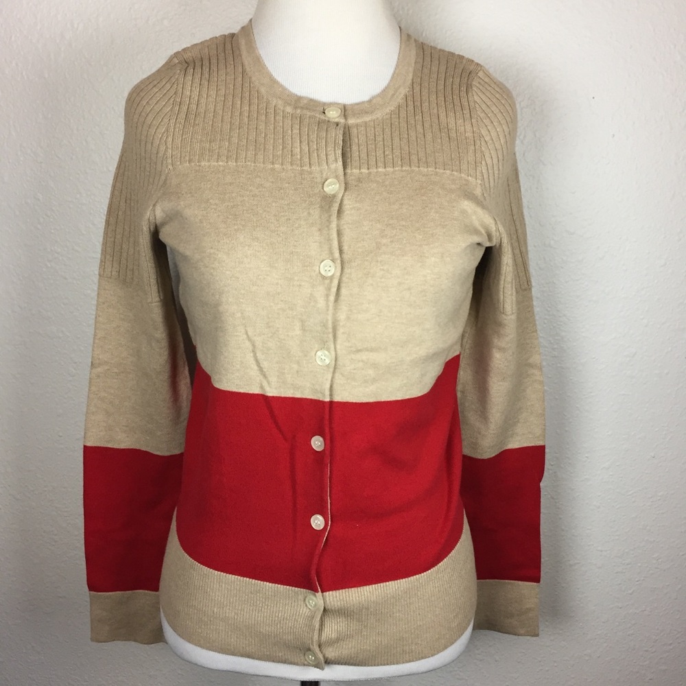 The Limited red beige color block cardigan small